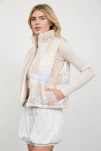 Load image into Gallery viewer, MULTI-PATTERN WESTERN QUILTED ZIP-UP VEST : KHAKI MULTI
