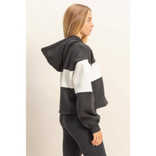 Load image into Gallery viewer, Colorblock Cropped Hoodie: WALNUT