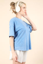 Load image into Gallery viewer, Mineral Washed Knit Top with Pocket: PINK