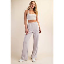Load image into Gallery viewer, MODAL SCUBA PIPING STRAIGHT PANT: Black/Cream