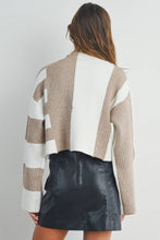 Load image into Gallery viewer, Color Block Mock Turtleneck Sweater: NAVY / IVORY