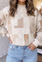 Load image into Gallery viewer, LAS Patchwork Floral Print Mock Neck Sweatshirt (S-XL): Khaki / XL