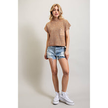 Load image into Gallery viewer, DROP SHOULDER RIB-KNIT SWEATER TOP : Brown