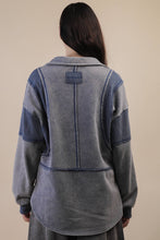 Load image into Gallery viewer, Mineral Washed Oversized French Terry Knit Top: MOCHA