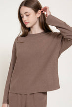 Load image into Gallery viewer, Long Sleeve Round Neck Soft Knit Top: BRG-maroon / S
