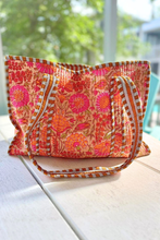 Load image into Gallery viewer, Rue Orange Floral Patterned Tote Bag