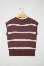 Load image into Gallery viewer, LAS Striped Cap Sleeve Knit Sweater (S-4X): Brown Stripe / L
