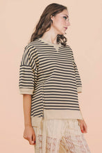 Load image into Gallery viewer, NT12481-Oversized Stripe Casual Knit Top: RED/CREAM / S-M-L/2-2-2