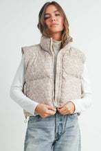 Load image into Gallery viewer, High Neck Floral Puffer Vest - BMJ7560: BLUSH / S