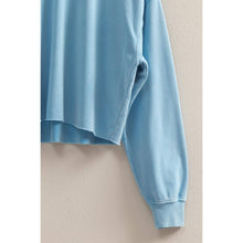 Load image into Gallery viewer, Blue Cropped Sweatshirt With Raw Hem