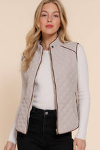 Load image into Gallery viewer, Suede Piping Detail Rib Quilted Padding Vest: TPE-pale taupe / M