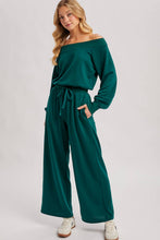 Load image into Gallery viewer, WIDE NECK OFF THE SHOULDER KNIT JUMPSUIT: IVORY