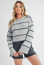 Load image into Gallery viewer, Emmanuelle Sweater: Heather Gray/Navy / Contemporary