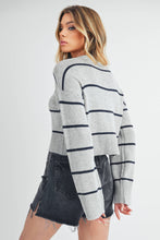 Load image into Gallery viewer, Emmanuelle Sweater: Heather Gray/Navy / Contemporary
