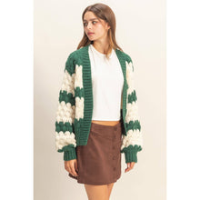 Load image into Gallery viewer, Oversized Scallop Pattern Knit Cardigan: D.GREEN