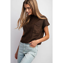 Load image into Gallery viewer, DROP SHOULDER RIB-KNIT SWEATER TOP : Brown