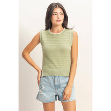 Load image into Gallery viewer, Eyelet Sleeveless Knit Top: CREAM