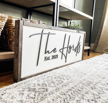 Load image into Gallery viewer, Personalized Last Name Established Sign: Dark Walnut