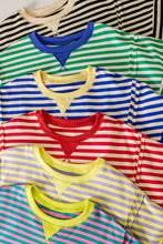 Load image into Gallery viewer, NT12481-Oversized Stripe Casual Knit Top: BLACK/CREAM / S-M-L/2-2-2