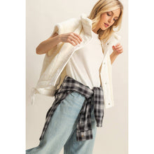 Load image into Gallery viewer, Cozy Sherpa Vest Jacket with Tie-Up Side Details: BROWN