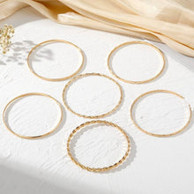 Load image into Gallery viewer, Gold Layered Bangle Set - Mixed Texture Stack | 40B5238: SET