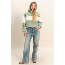 Load image into Gallery viewer, Colorblock Cropped Hoodie: WALNUT