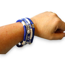 Load image into Gallery viewer, Royal Blue and White Game Day Bracelet Stack