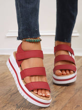 Load image into Gallery viewer, Hollow Out Buckle PU Leather Platform Sandals: Black