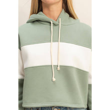 Load image into Gallery viewer, Colorblock Cropped Hoodie: WALNUT