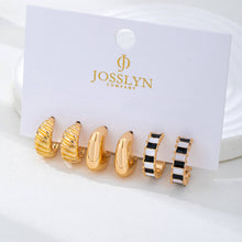 Load image into Gallery viewer, Checker Textured Huggie Hoop Trio Earrings | 80E62201: Gold