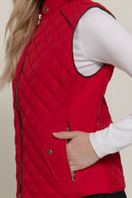 Load image into Gallery viewer, Suede Piping Detail Rib Quilted Padding Vest: TPE-pale taupe / S