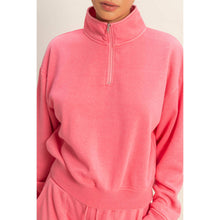 Load image into Gallery viewer, Half-Zip Burnout French Terry Pullover: BLUE
