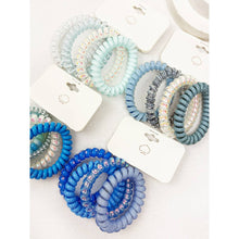 Load image into Gallery viewer, Blue Tone Multi Design Spiral Hair Ties: MIX COLOR / ONE(12)
