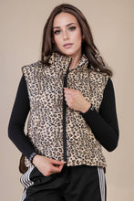 Load image into Gallery viewer, Solid & Leopard Puffer Padded Warm Vest: LEOPARD