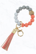Load image into Gallery viewer, Color Silicone Beaded Key Ring Keychain: Nude Grey