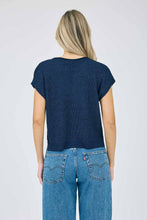 Load image into Gallery viewer, SPLIT NECK SHORT SLEEVE KNIT PULLOVER: PEACH