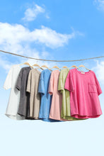 Load image into Gallery viewer, Mineral Washed Knit Top with Pocket: PINK