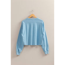 Load image into Gallery viewer, Blue Cropped Sweatshirt With Raw Hem