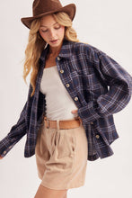 Load image into Gallery viewer, BUTTON DOWN FLANNEL PLAID SHIRT TOP: IVORY/BROWN