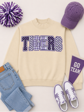 Load image into Gallery viewer, Mixed Pattern Big Letter Custom Graphic Mock Neck Sweatshirt: Black