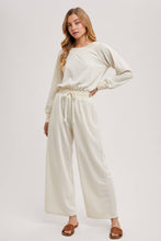 Load image into Gallery viewer, WIDE NECK OFF THE SHOULDER KNIT JUMPSUIT: IVORY