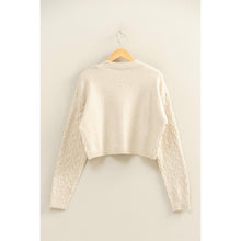 Load image into Gallery viewer, Cropped Cable Knit Sweater: ALPACA