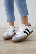 Load image into Gallery viewer, LDC Striped Lace-up Flat Sneakers: White