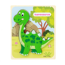 Load image into Gallery viewer, 3D Wooden Dinosaur Puzzle, Buckle Design for Early Education: Green / One Size