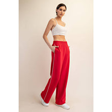 Load image into Gallery viewer, MODAL SCUBA PIPING STRAIGHT PANT: Black/Cream