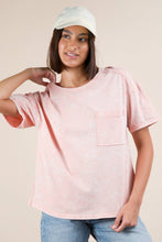 Load image into Gallery viewer, Mineral Washed Knit Top with Pocket: PINK