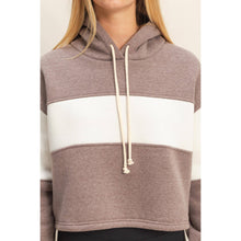 Load image into Gallery viewer, Colorblock Cropped Hoodie: WALNUT