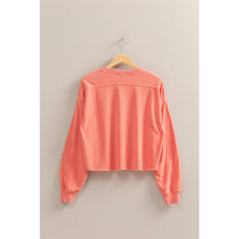 Load image into Gallery viewer, Blue Cropped Sweatshirt With Raw Hem
