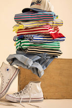 Load image into Gallery viewer, NT12481-Oversized Stripe Casual Knit Top: BLACK/CREAM / S-M-L/2-2-2