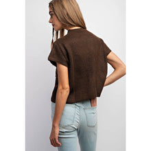 Load image into Gallery viewer, DROP SHOULDER RIB-KNIT SWEATER TOP : Brown